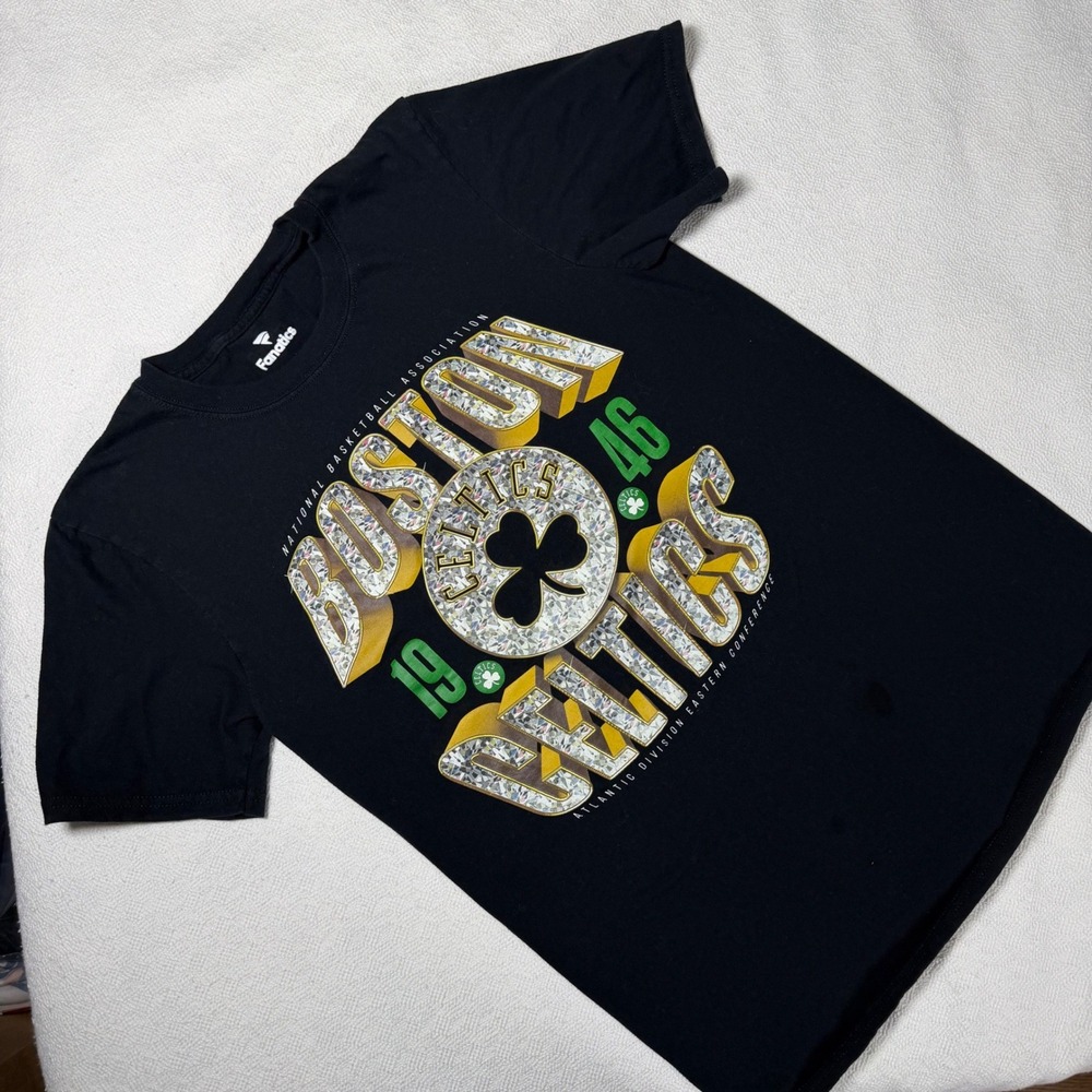 Fanatics Boston Celtics NBA Graphic T-Shirt Black Small 1946 Diamond Print
